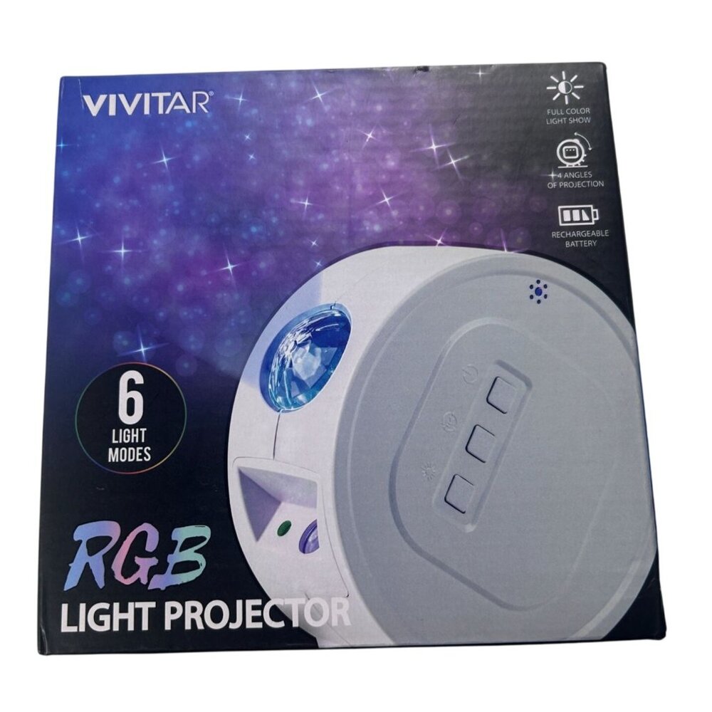 Vivitar RGB Light Projector With 6 Modes Rechargeable‎ Battery Damaged Box